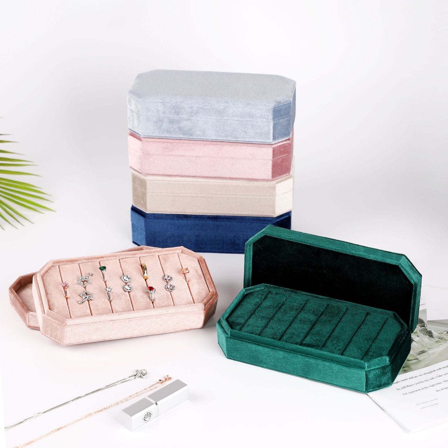 Velvet Ring Organizer Display Tray